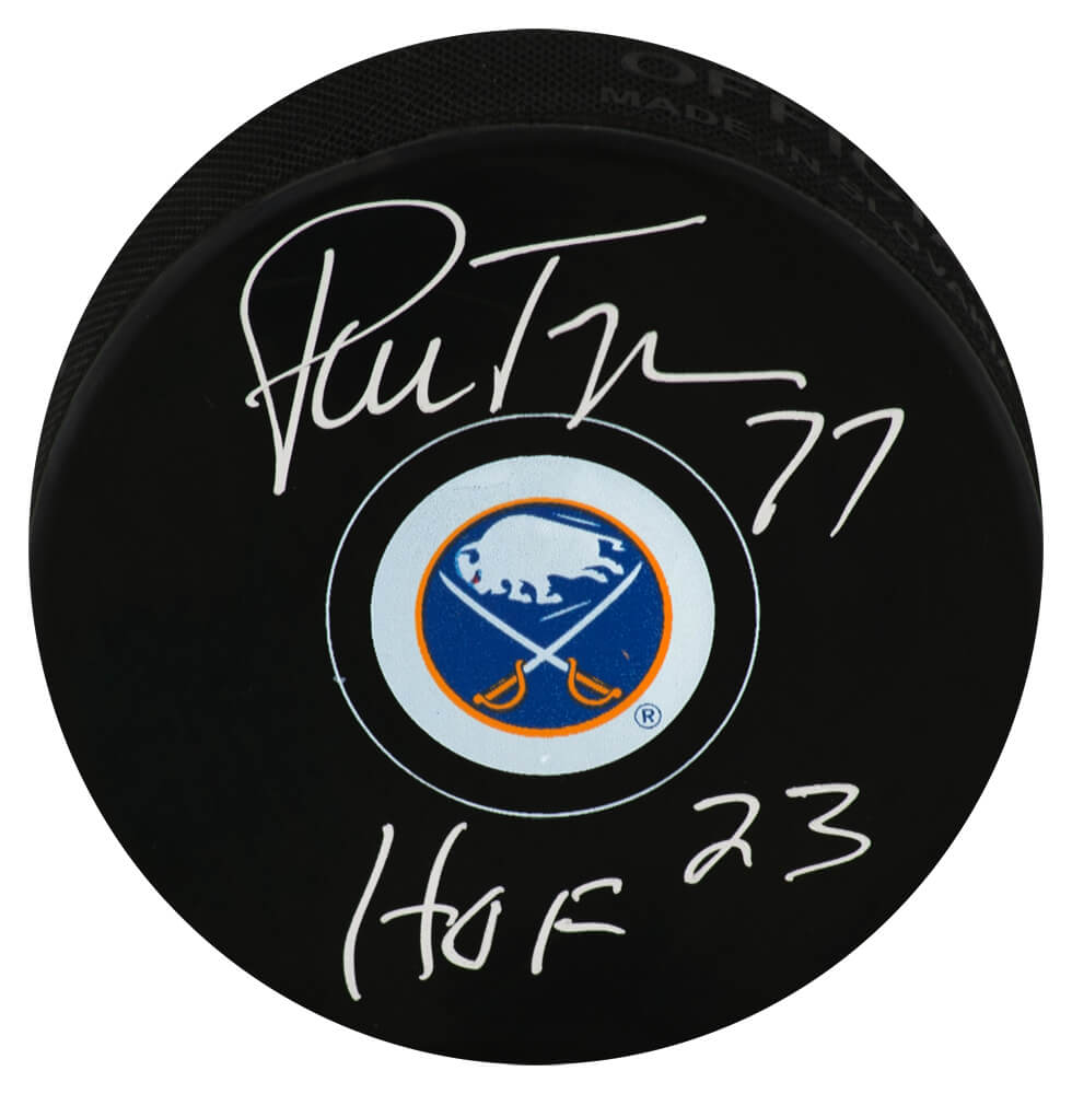 TURPUC403 Pierre Turgeon Signed   York Islanders Medium Logo Hockey Puck
