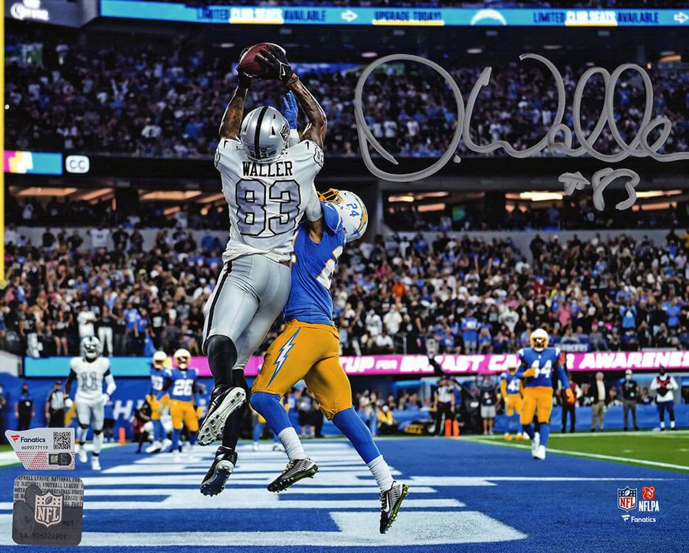 WAL08P311 8 x 10 in. Darren Waller Signed Oakland Raiders Touchdown Catch Action vs. Chargers Photo - Fanatics