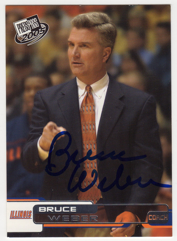 WEBCAR200 Bruce Weber Signed Illinois Fighting Illini 2005 Press Pass Basketball Trading Card - No.43