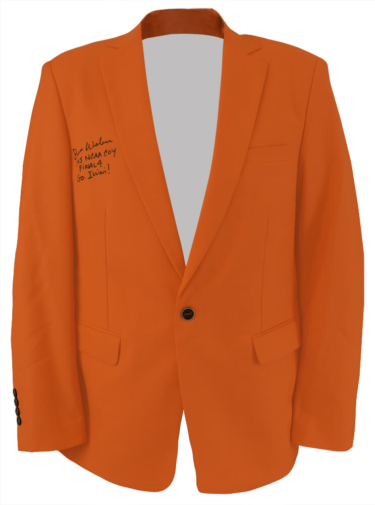 WEBJRY210 Bruce Weber Signed Mogu Mens Orange Blazer Sport Coat Jacket with 2005 NCAA COY, Final 4 - Go Illini