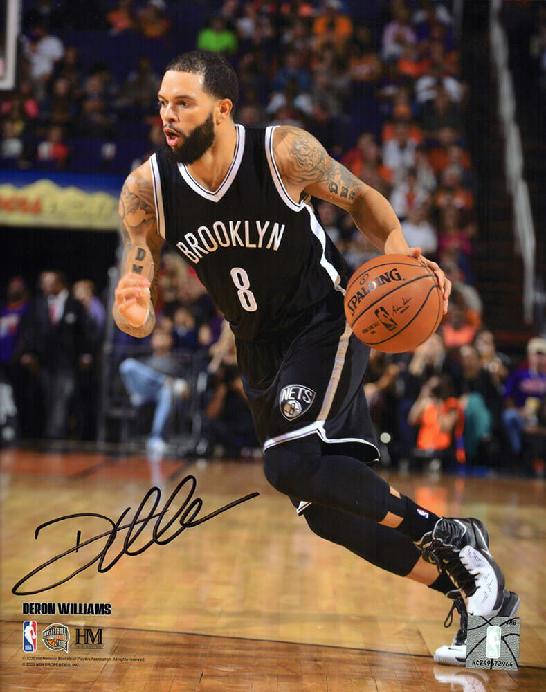 WIL08P251 8 x 10 in. Deron Williams Signed Brooklyn Nets with Ball Action Photo