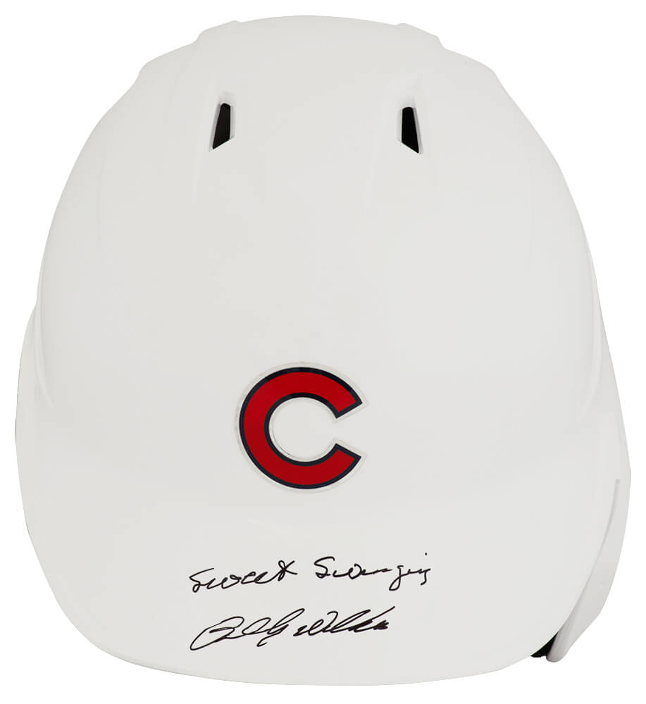 WILBTH102 Billy Williams Signed Chicago Cubs White Chrome Rawlings Full Size Batting Helmet with Sweet Swinging