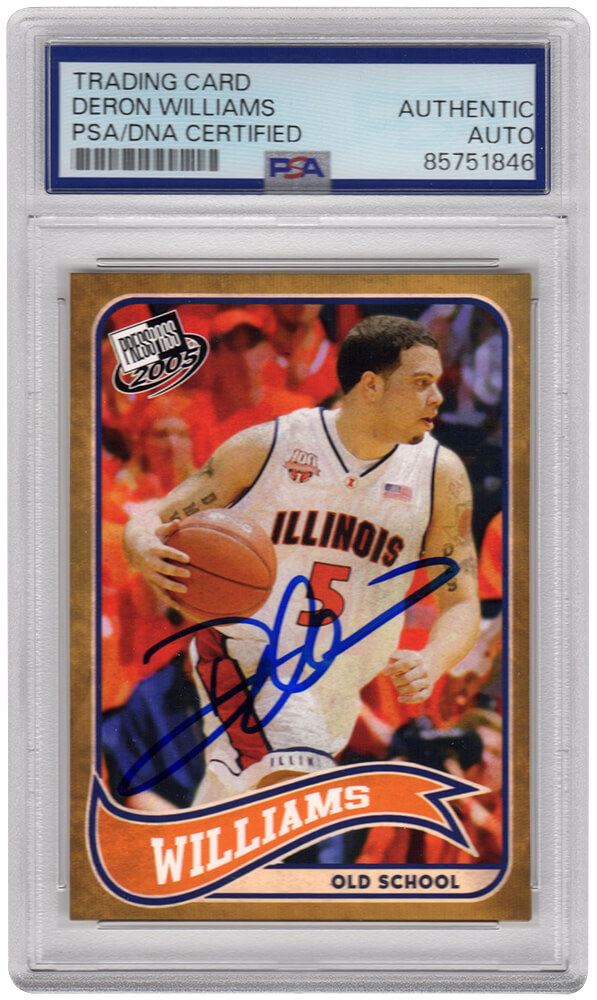 WILCAR223 Deron Williams Signed Illinois Fighting Illini 2005 Press Pass Old School Rookie Basketball Card - No.23 - PSA Encapsulated