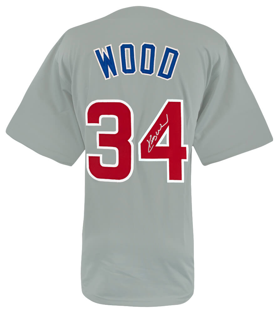 WOOJRY101 Kerry Wood Signed Gray Custom Baseball Jersey