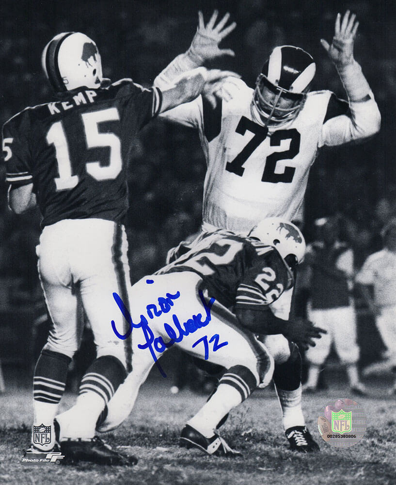 TAL08P310TW 8 x 10 in. Diron Talbert Signed Los Angeles Rams Black & White Action vs. Bills Photo