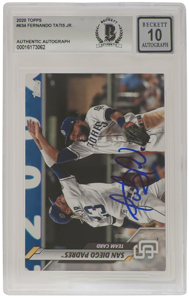 TATCAR103 Fernando Tatis Jr. Signed San Diego Padres 2020 Topps Baseball Trading Card - No.634 - Beckett & Auto Grade 10