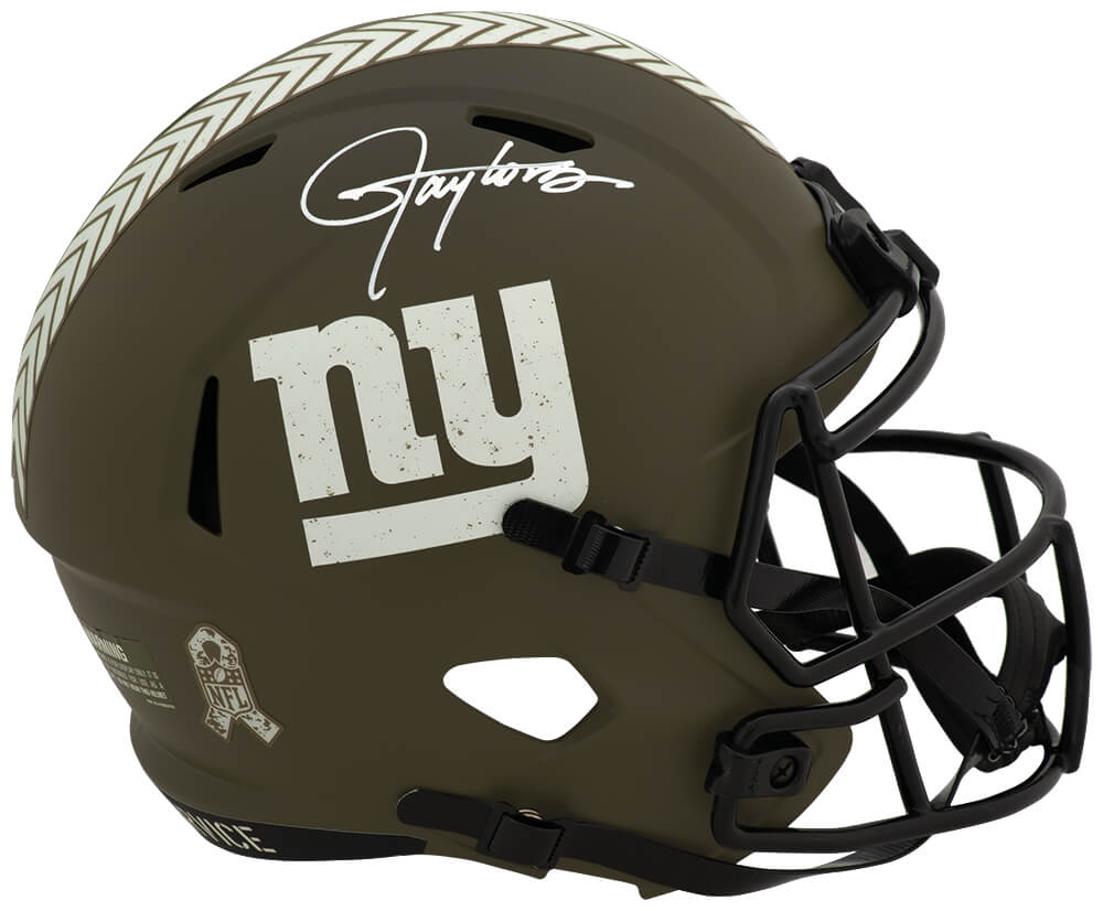 TAYREP360 Lawrence Taylor Signed   York Giants Salute Riddell Full Size Speed Replica Helmet