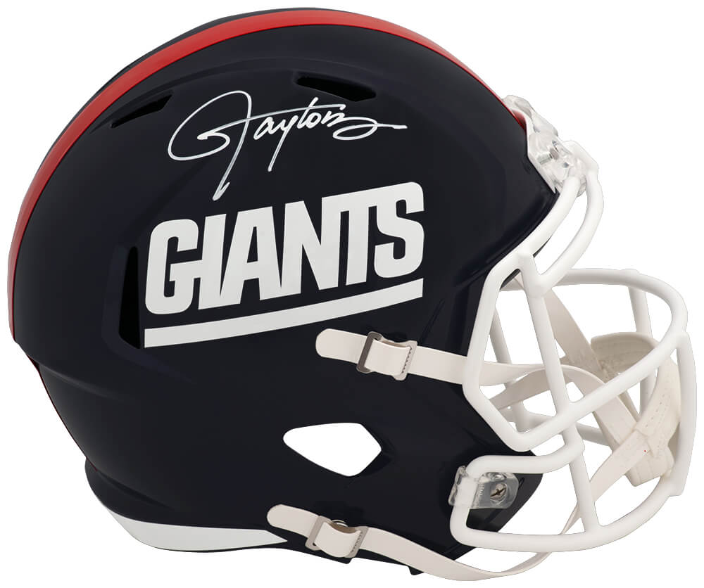 TAYREP363 Lawrence Taylor Signed   York Giants Throwback Riddell Full Size Speed Replica Helmet