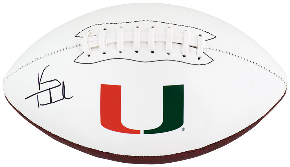 TESFTB306 Vinny Testaverde Signed Miami Hurricanes Logo Brands White Logo Football