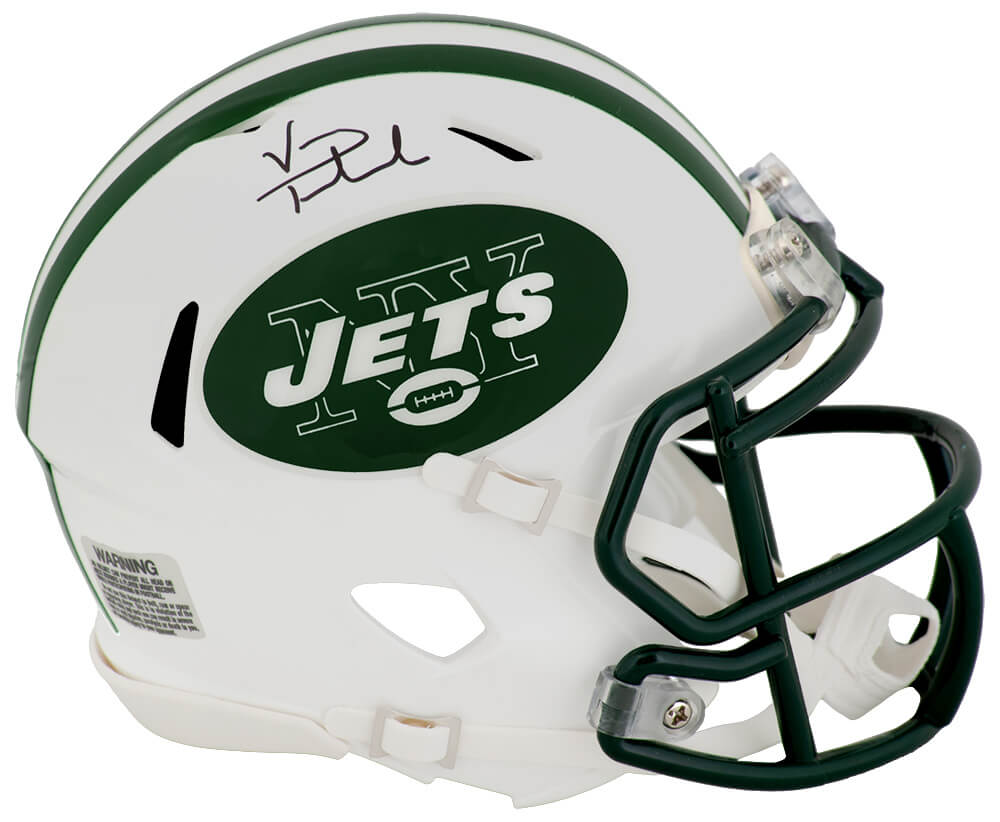 TESMIN313 Vinny Testaverde Signed   York Jets White Throwback Riddell Speed Mini Helmet