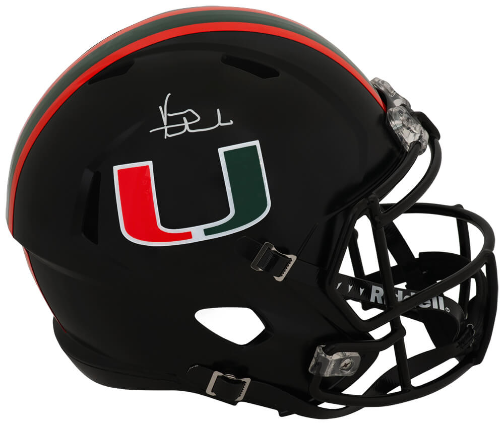 TESREP322 Vinny Testaverde Signed Miami Hurricanes Black Riddell Full Size Speed Replica Helmet