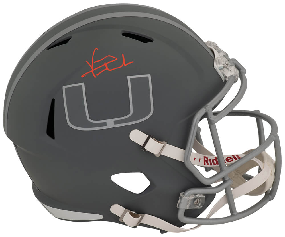 TESREP323 Vinny Testaverde Signed Miami Hurricanes Slate Riddell Full Size Speed Replica Helmet
