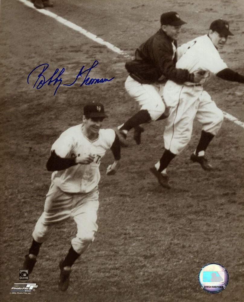 THO08P130TW 8 x 10 in. Bobby Thomson Signed San Francisco Giants Shot Heard Around World HR Rounding Bases Photo