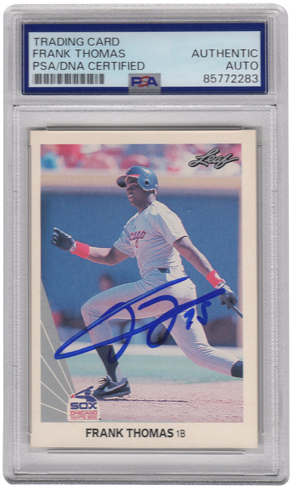 THOCAR130 Frank Thomas Signed Chicago White Sox 1990 Leaf Rookie Baseball Trading Card - No.300 - PSA Encapsulated