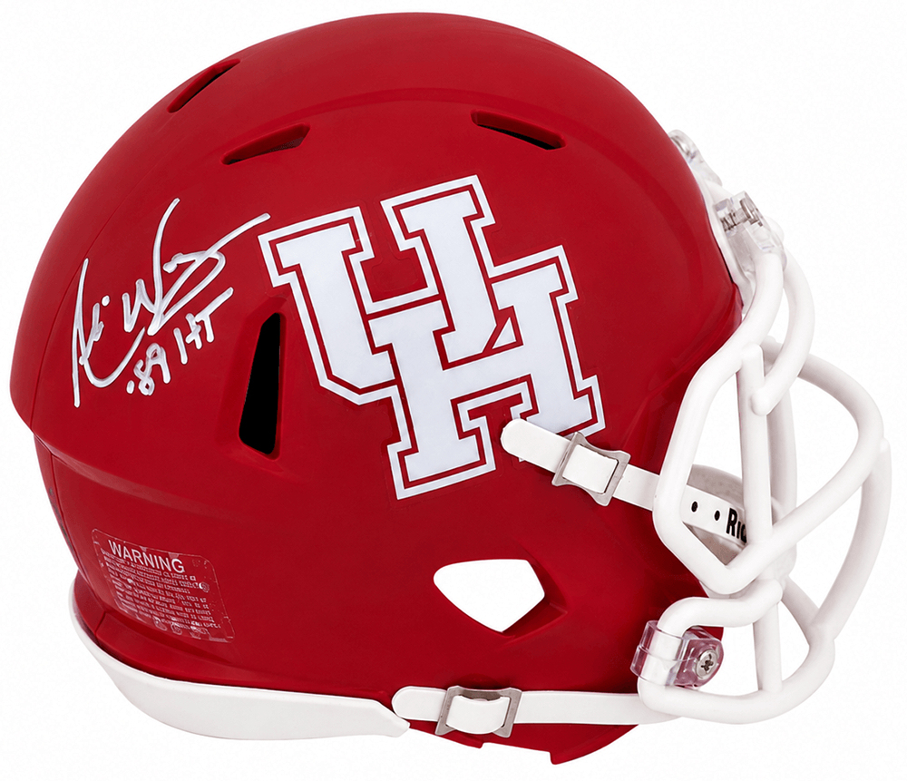 WARMIN340 Andre Ware Signed Houston Cougars Riddell Speed Mini Helmet with 89-HT