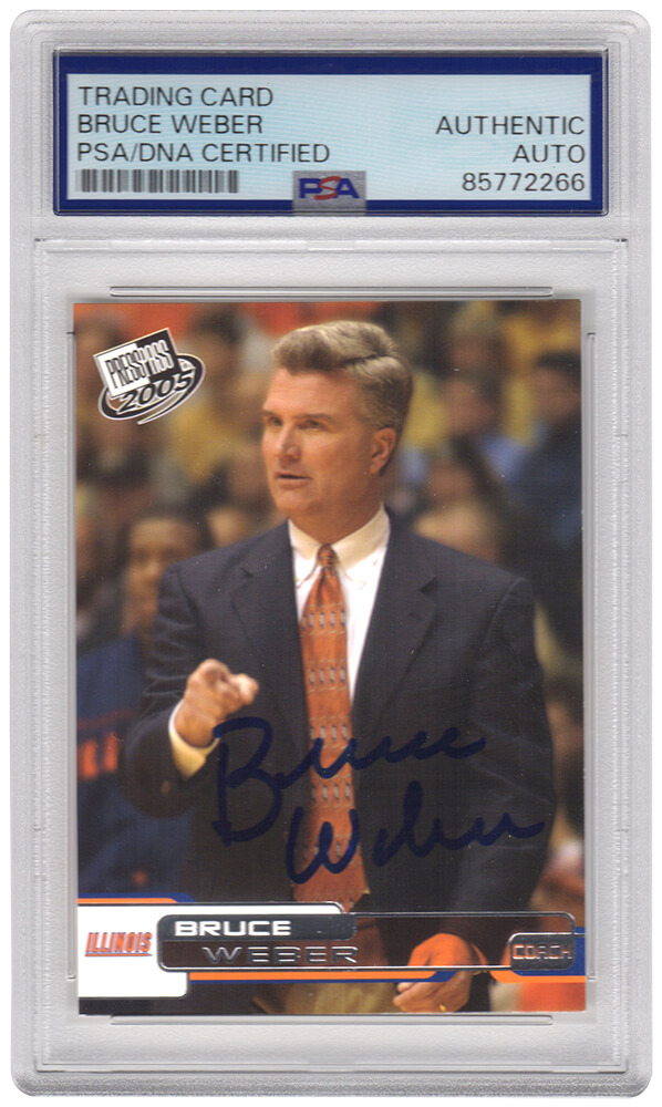 WEBCAR202 Bruce Weber Signed Illinois Fighting Illini 2005 Press Pass Basketball Trading Card - No.43 - PSA Encapsulated