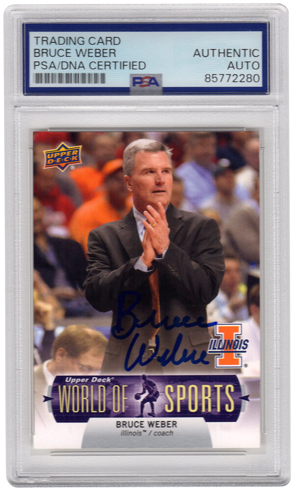 WEBCAR203 Bruce Weber Signed Illinois Fighting Illini 2011 Upper Deck World of Sports Basketball Trading Card - No.86 - PSA Encapsulated