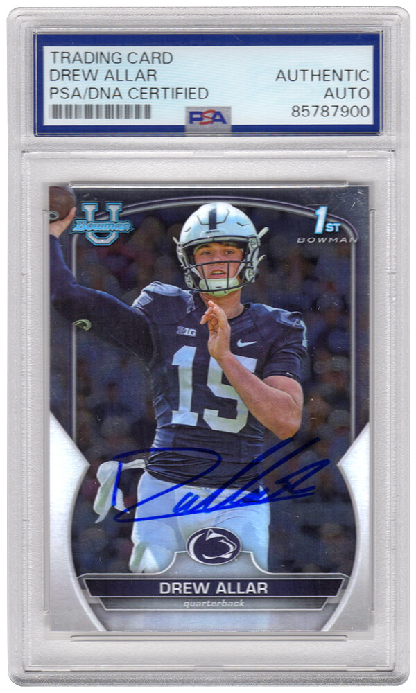ALLCAR310 Drew Allar Signed Penn State Nittany Lions 2022 Bowman University Chrome Football Card - No.59 - PSA Encapsulated