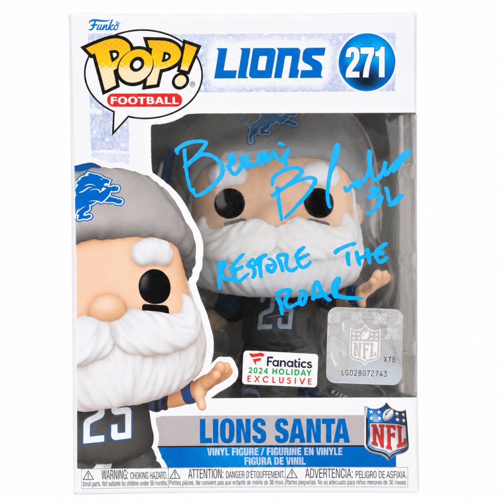 BLAFUN300 Bennie Blades Signed Detroit Lions Santa No.271 Funko Pop Doll with Restore the Roar