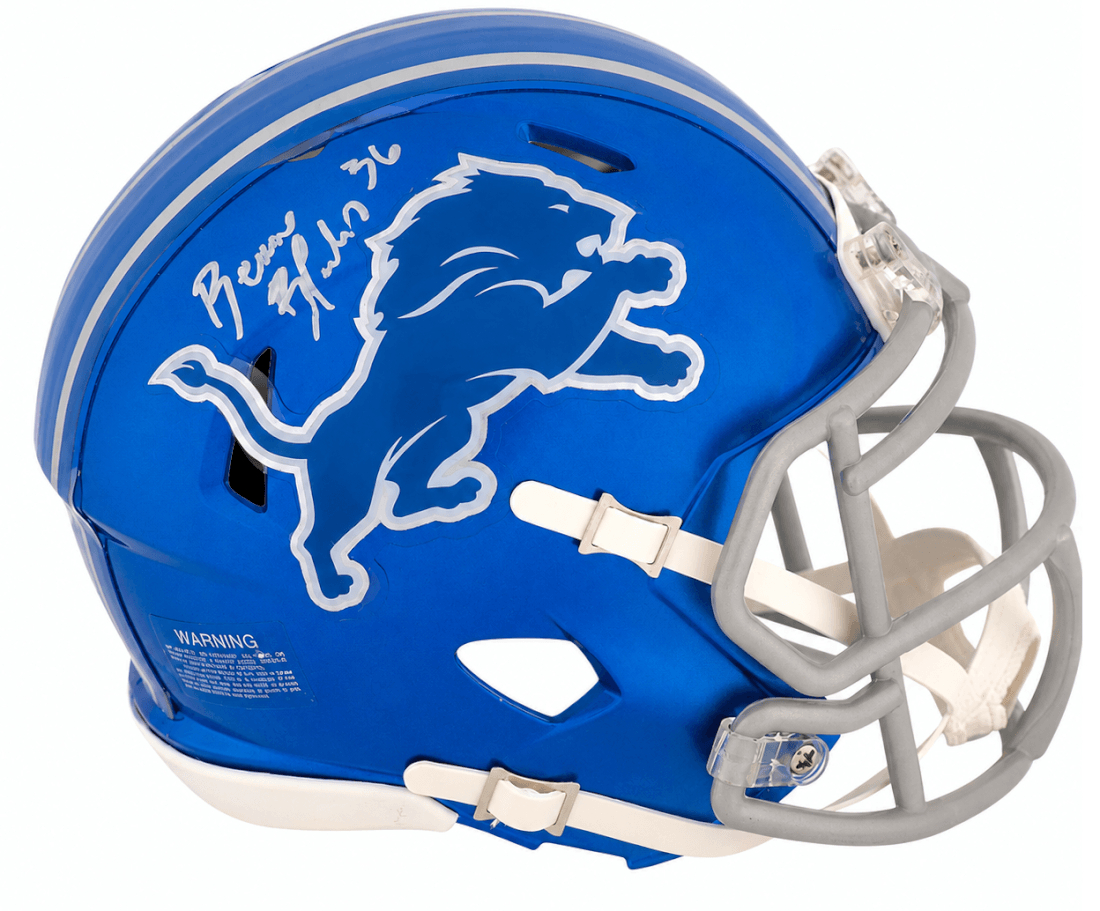 BLAMIN331 Bennie Blades Signed Detroit Lions Flash Riddell Speed Mini Helmet