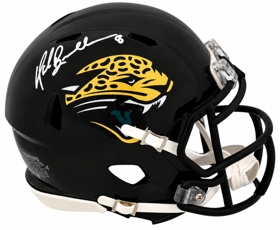BRUMIN317 Mark Brunell Signed Jacksonville Jaguars Throwback Riddell Speed Mini Helmet - White