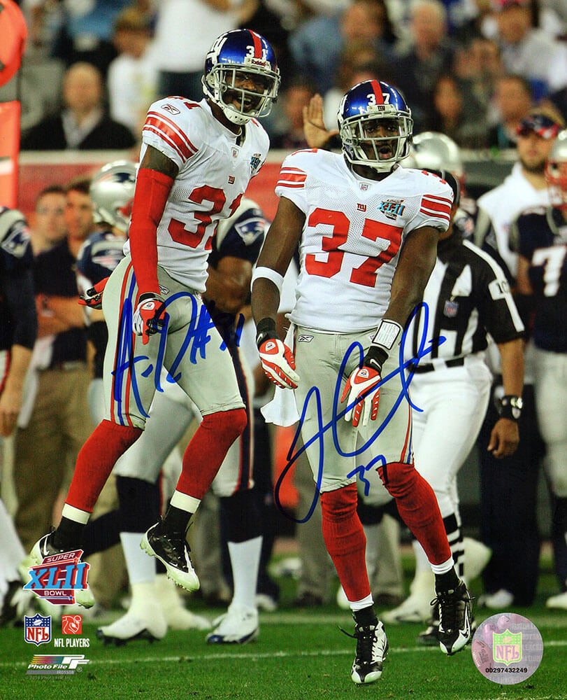 BUT08P347 8 x 10 in. James Butler & Aaron Ross Dual Signed   York Giants Super Bowl XLII Photo