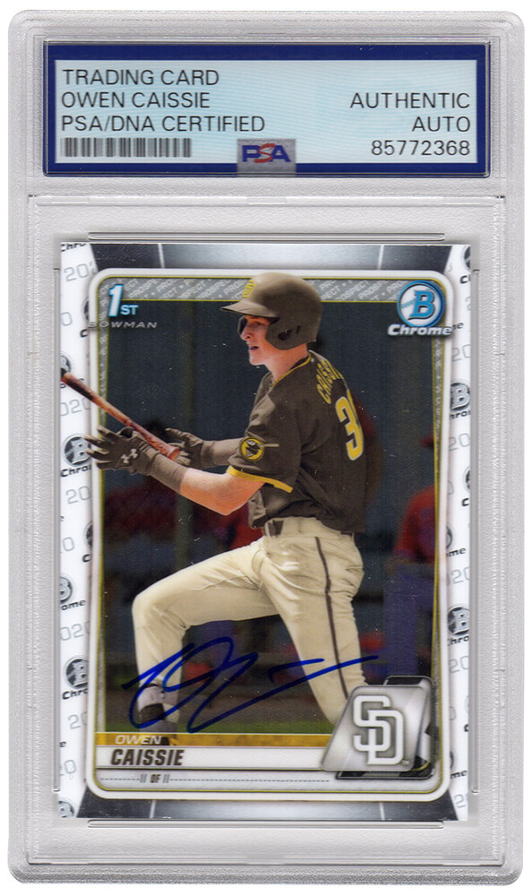 CAICAR102 Owen Caissie Signed 2020 Bowman Draft Chrome Baseball Trading Card - No.BD-49 - PSA Encapsulated