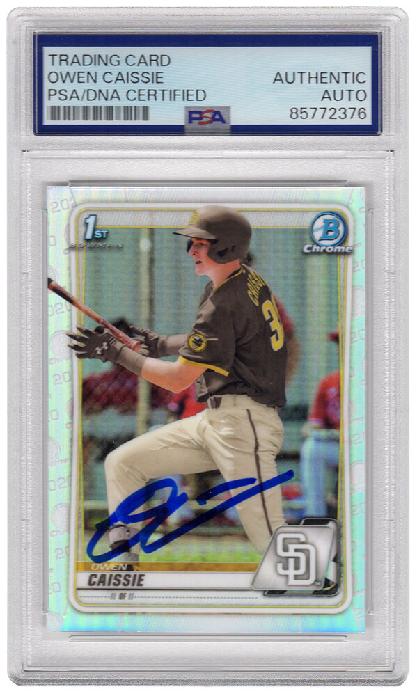 CAICAR103 Owen Caissie Signed 2020 Bowman Draft Refractor Chrome Baseball Trading Card - No.BD-49 - PSA Encapsulated