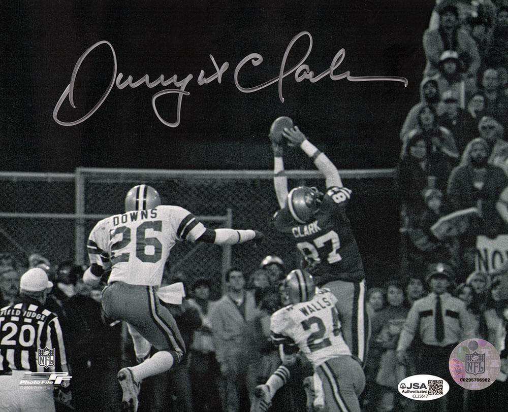 CLA08P301 8 x 10 in. Dwight Clark Signed San Francisco 49ers the Catch Black & White Photo - JSA