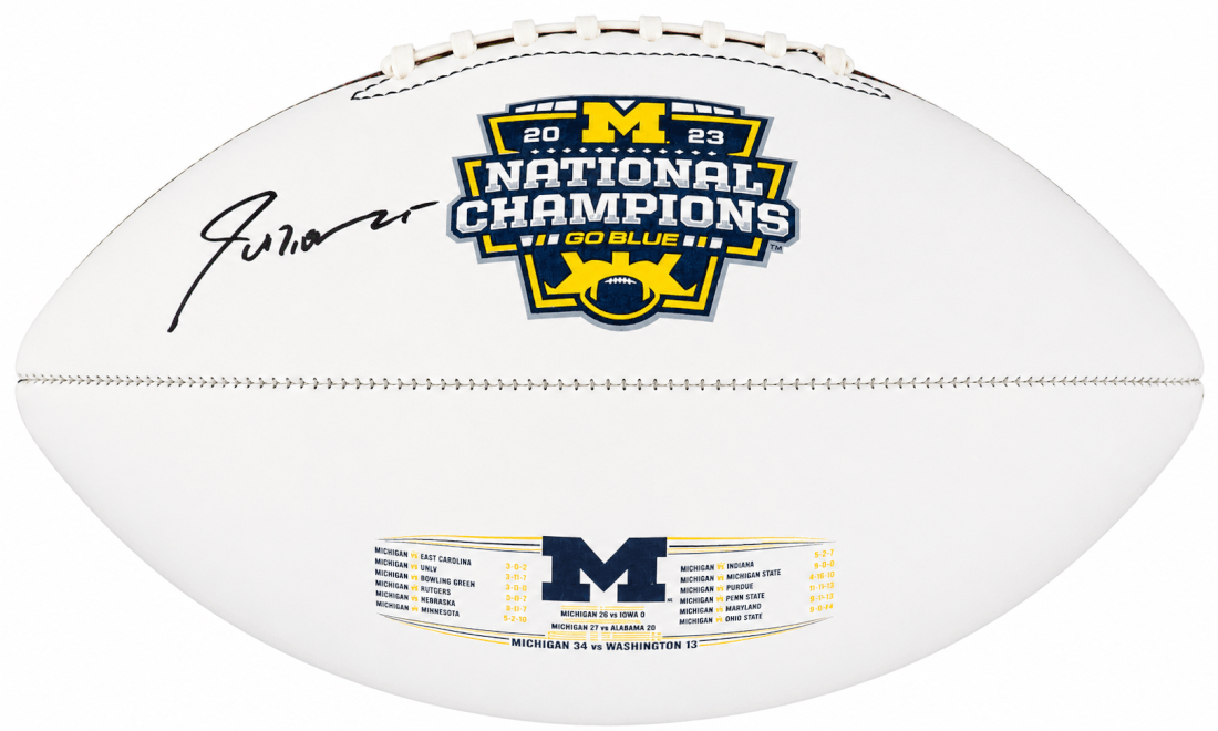 COLFTB300 Junior Colson Signed Michigan Wolverines 2003 National Championship Logo White Football