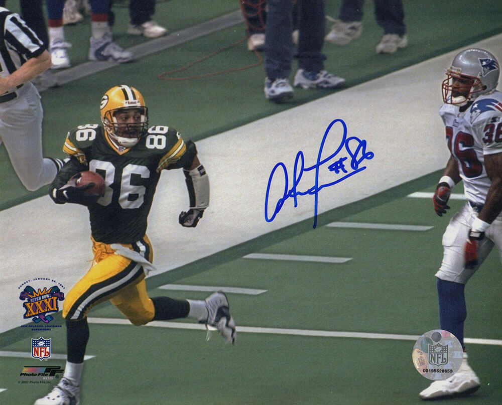 FRE08P310 8 x 10 in. Antonio Freeman Signed Green Bay Packers Super Bowl XXXI Action Photo