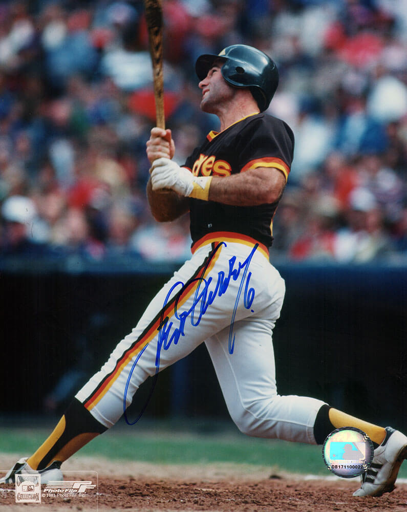 GAR08P133 8 x 10 in. Steve Garvey Signed San Diego Padres Swinging Photo - Blue