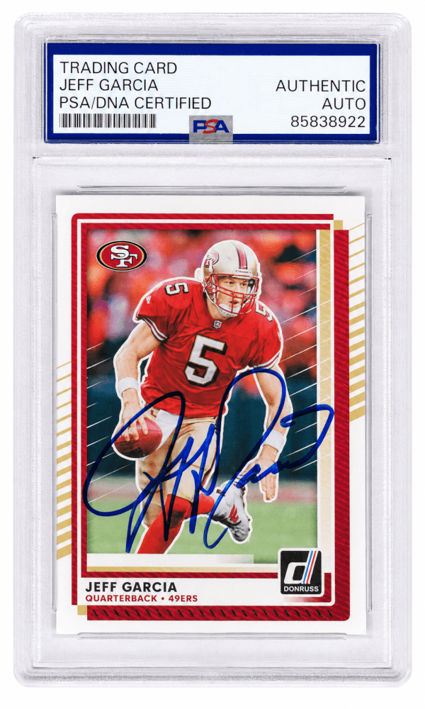 GARCAR302 Jeff Garcia Signed San Francisco 49ers 2025 Donruss Football Card - No.229 - PSA Encapsulated