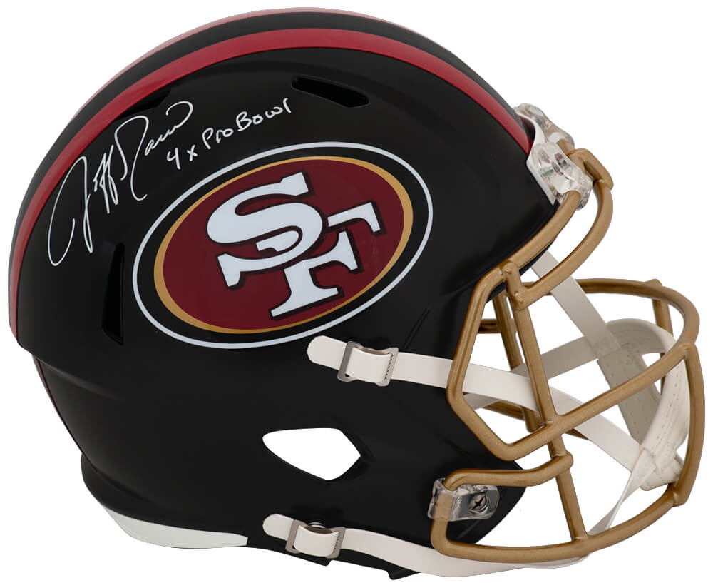 GARREP321 Jeff Garcia Signed San Francisco 49ers Rivalries Black Riddell Full Size Speed Replica Helmet with 4x Pro Bowl