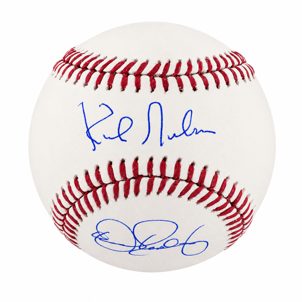 GIBBSB112 Kirk Gibson & Dennis Eckersley Dual Signed Rawlings Official MLB Baseball