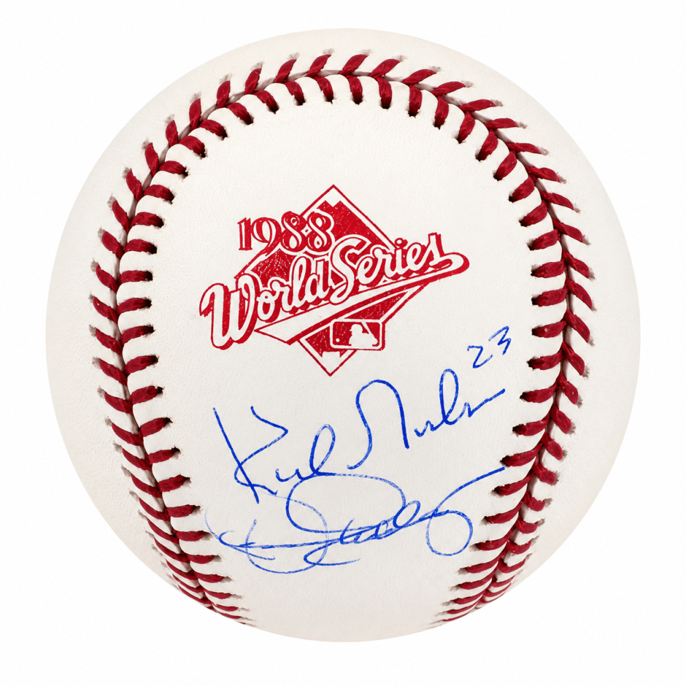 GIBBSB113 Kirk Gibson & Dennis Eckersley Dual Signed Rawlings 1988 World Series Los Angeles Dodgers vs Oakland Athletics Baseball