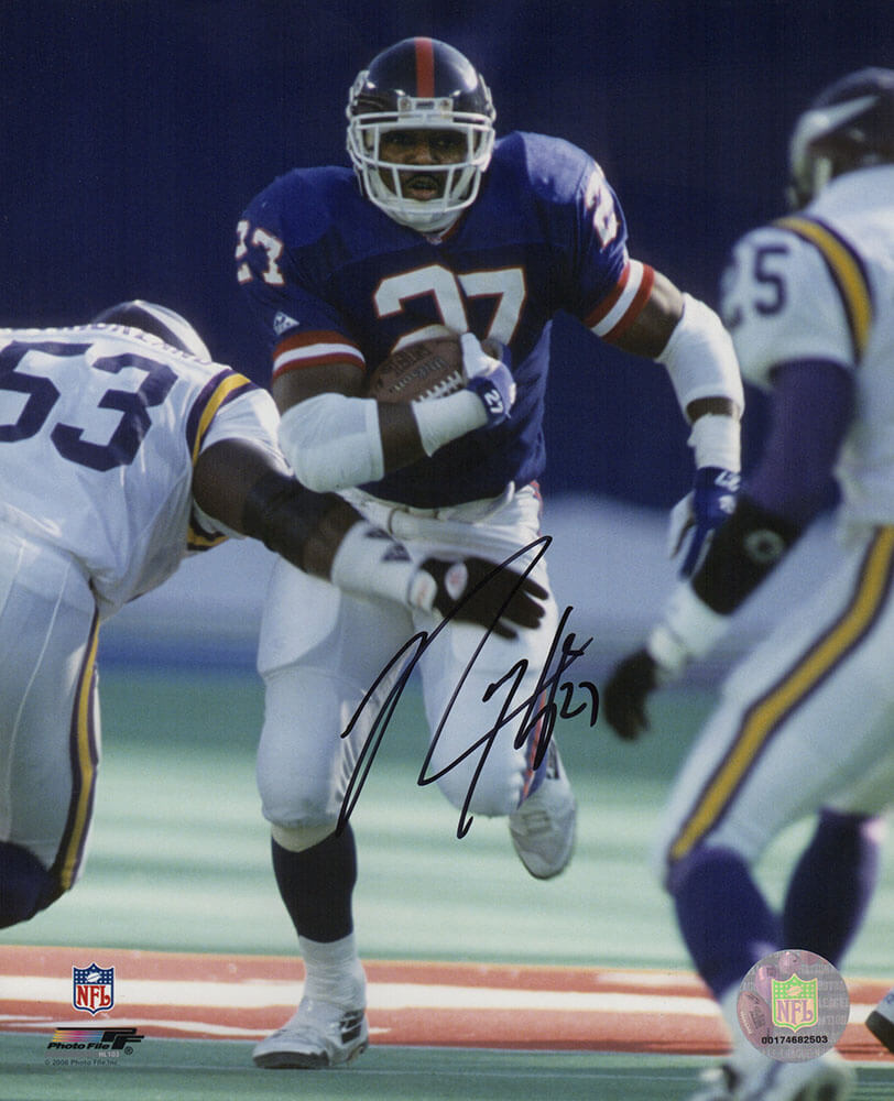 HAM08P333 8 x 10 in. Rodney Hampton Signed   York Giants Blue Jersey vs Vikings Action Photo