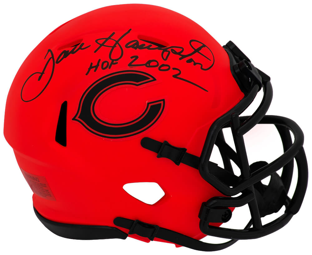 HAMMIN350 Dan Hampton Signed Chicago Bears Rave Riddell Speed Mini Helmet with HOF 2002