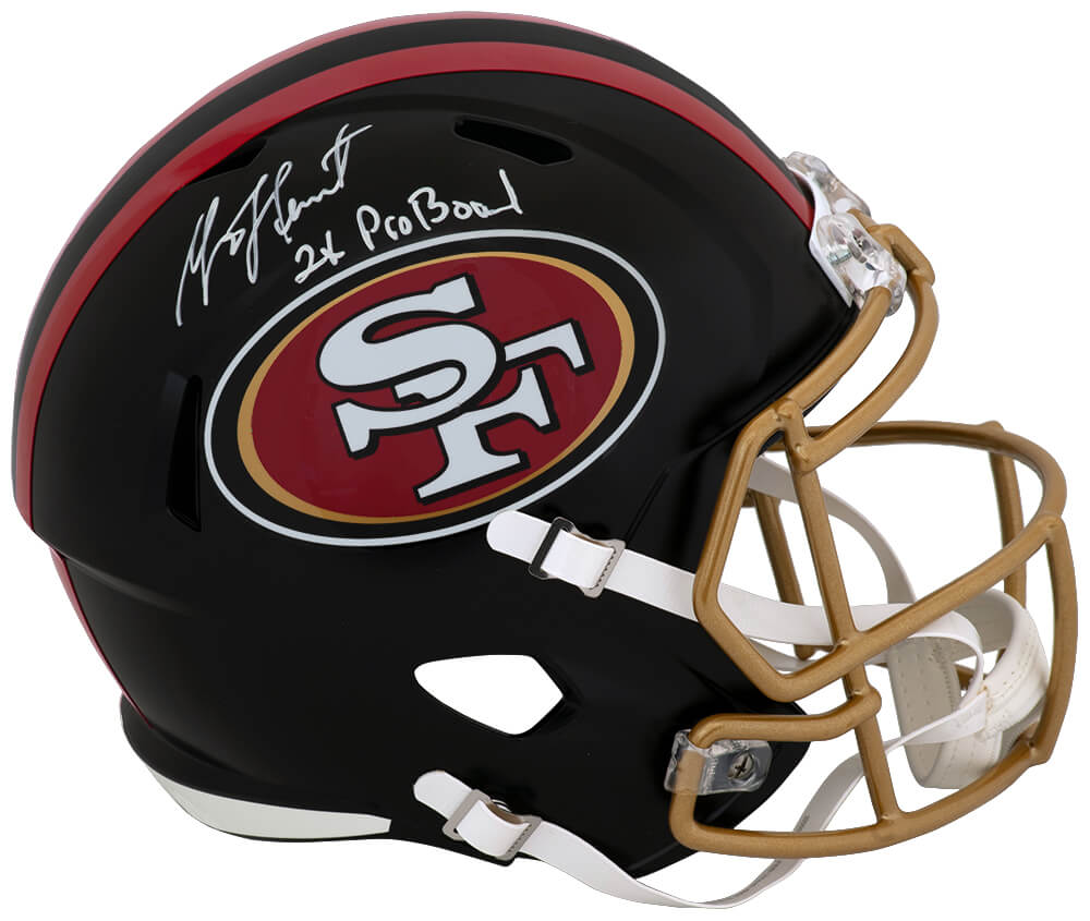HEAREP301 Garrison Hearst Signed San Francisco 49ers Rivalries Black Riddell Full Size Speed Replica Helmet with 2x Pro Bowl