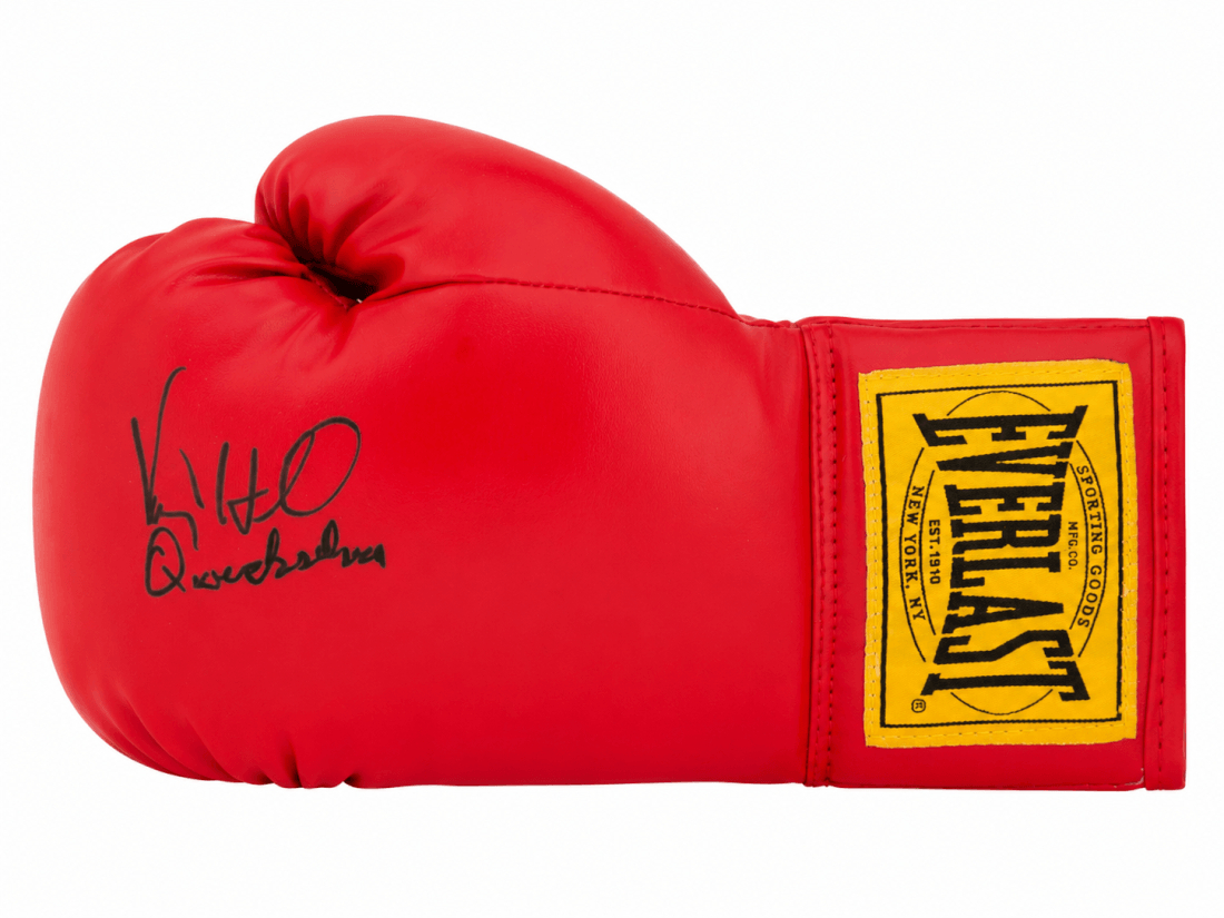 HILGLV506 Virgil Hill Signed Everlast Red Full Size Boxing Glove with Quicksilver