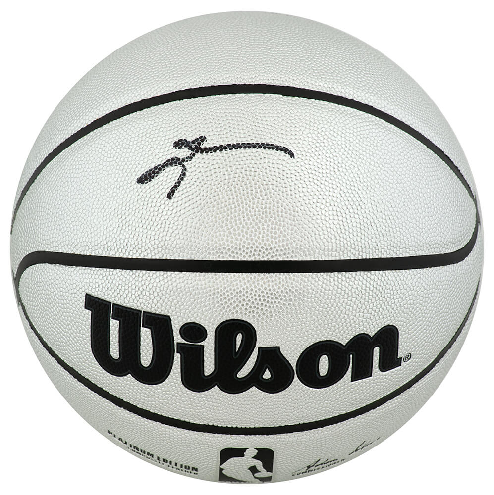 IVEBSK209 Allen Iverson Signed Wilson Platinum Full Size NBA Basketball