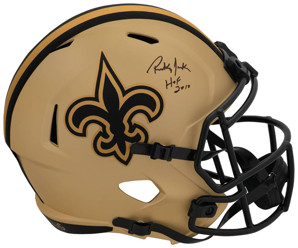 JACREP319 Rickey Jackson Signed   Orleans Saints Rave Riddell Full Size Speed Replica Helmet with HOF 2010