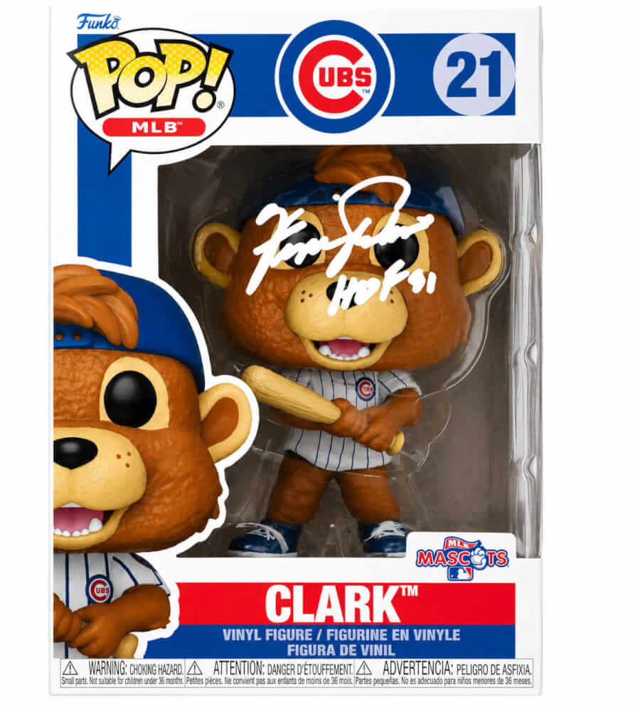 JENFUN100 Fergie Jenkins Signed Chicago Cubs Clark Mascot Funko Pop Doll - No.21 with HOF-91