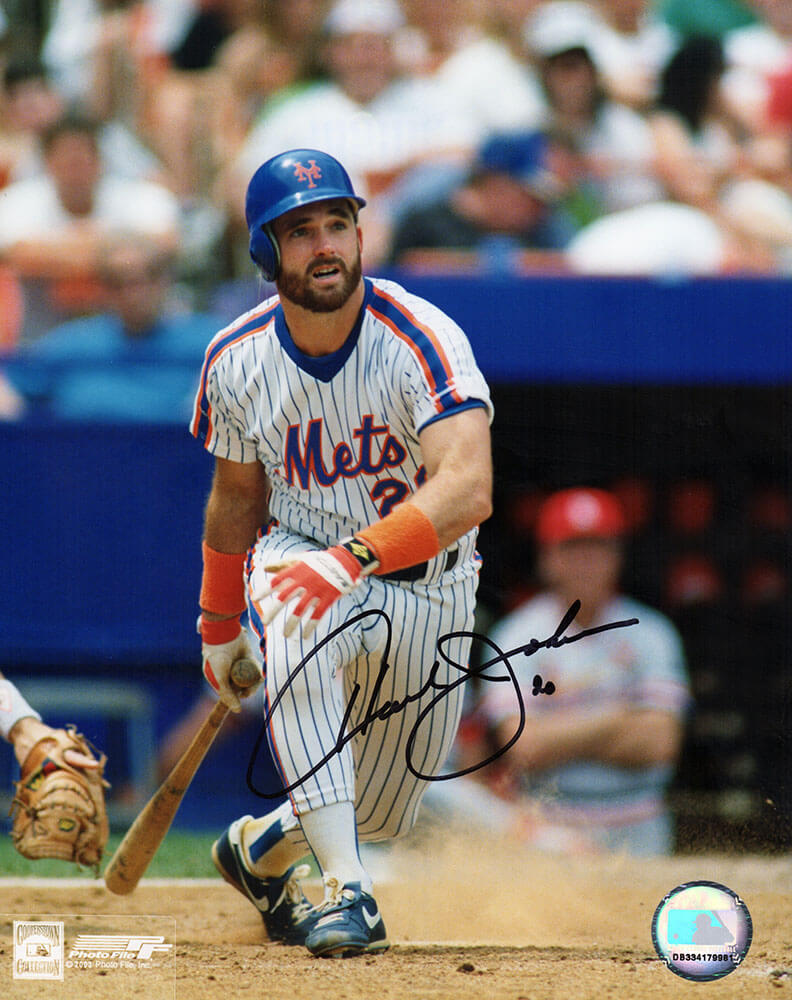 JOH08P122 8 x 10 in. Howard Johnson Signed   York Mets Swinging Action Photo - Black