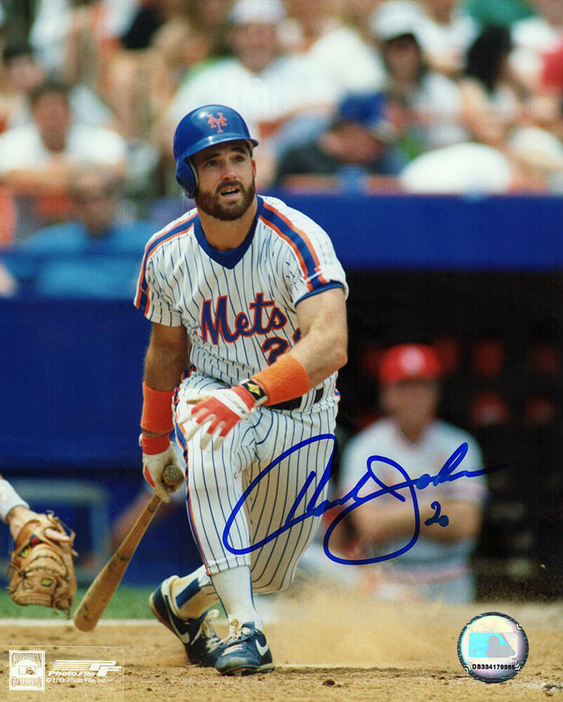 JOH08P123 8 x 10 in. Howard Johnson Signed   York Mets Swinging Action Photo - Blue