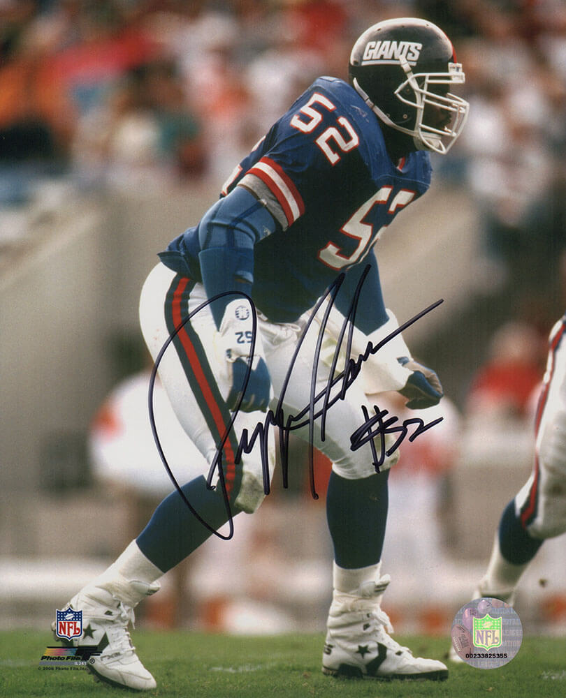 JOH08P311 8 x 10 in. Pepper Johnson Signed   York Giants Blue Jersey Action Photo