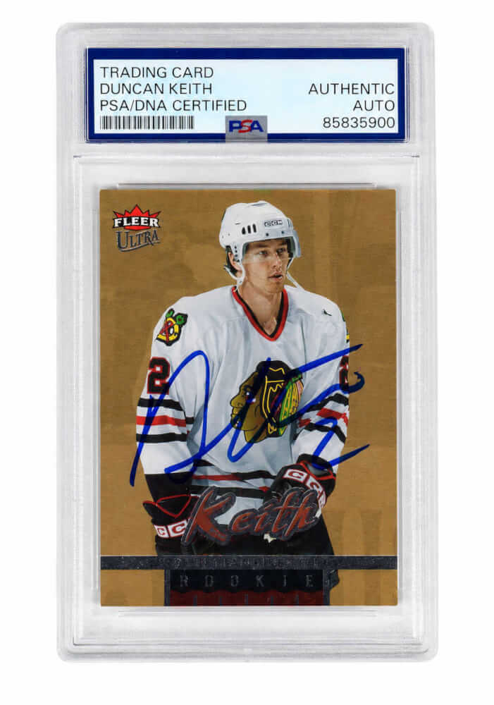 KEICAR404 Duncan Keith Signed Chicago Blackhawks 2006 Fleer Ultra Gold Medallion Rookie Hockey Trading Card - No.211 - PSA Encapsulated
