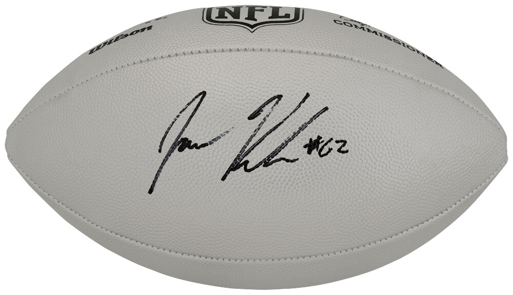 KELFTB332 Jason Kelce Signed Wilson Duke Silver Metallic NFL Full Size Replica Football