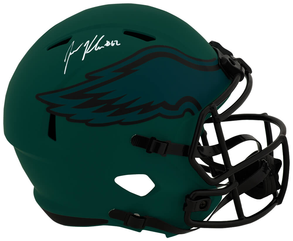 KELREP352 Jason Kelce Signed Philadelphia Eagles Rave Riddell Full Size Speed Replica Helmet