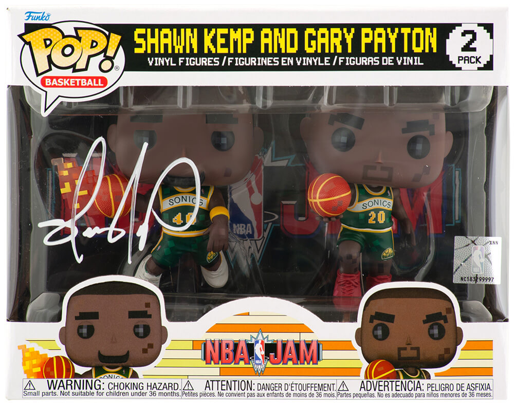 KEMFUN202 Shawn Kemp Signed Seattle Supersonics NBA Jams with Gary Payton Funko Pop Doll - Pack of 2